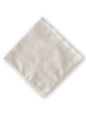 Antique Midcentury White Linen Cross Stitch Striped Handkerchief